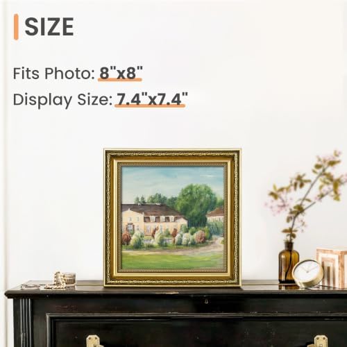 upsimples Vintage 8x8 Picture Frame, Antique Gold Frames, 2 Pack