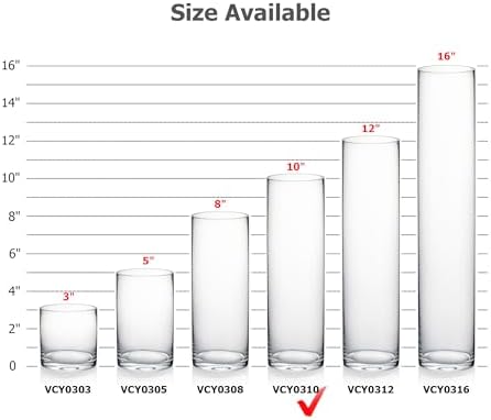 WGVI Quality Thick Weighted Clear Cylinder Glass Vases, 3" W x 10" H, Flower Bud Vase Skinny Narrow Floral Bouquet Container Centerpieces Tabletop Pen Brush Holder, Bulk Wholesale, 18 Pieces
