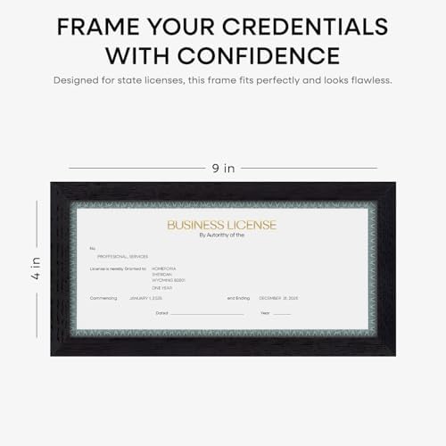 Homeforia 4x9 White Oak Business License Frame, High-End Wood, Glass