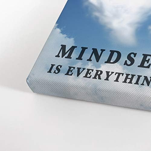 Smile Art Design Mindset is Everything Quote Elephant with Balloon Blue Sky Motivational Wall Art Canvas Print Inspirational Wall Art Entrepreneur Quote Office Decor Artwork Gift Ready to Hang 24x36