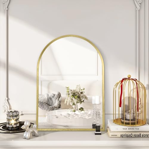 Arch Wall Mirror Aluminum Alloy Frame Bathroom Wall Mirror for Vanity Living Room, Bedroom Entryway Room Home Decor 20"x16"
