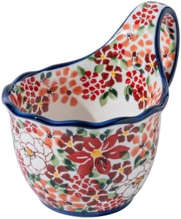 ALMA ALMA16oz Red Maple Leaf Soup Bowl with Loop Handle Microwavable