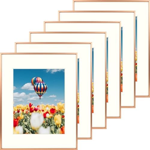 Golden State Art 16x20 Rose Gold Aluminum Frame, Real Glass, Mat Fits 11x14