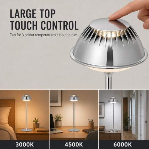 VIOA TL14 Wireless LED Table Lamp Modern Chrome Set of 2