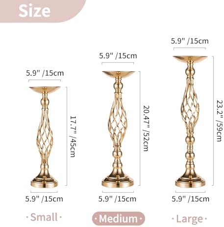 NUPTIO Gold Centerpiece Stand for Table, Twist Style, 20.5" Tall, 2 Pcs