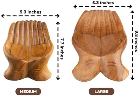 Wooden Hands Bowl, Crystal Display, Rock Display, Natural, Medium