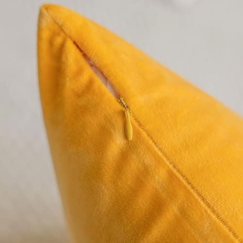 Home Brilliant Yellow Pillow Covers 18x18 Velvet Holiday Decorative Throw Pillows Solid Square Accent Pillowcases for Living Room Couch Bench Summer Decor, 2 Pieces 18 inch(45cm), Yellow