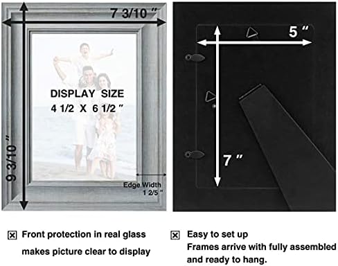 LaVie Home 5x7 Picture Frames (3 Pack, Light Gray Wood Grain) Rustic Photo Frame Set with High Definition Glass for Wall Mount & Table Top Display