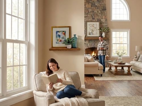 Joel’s Antiques 30 inch Floating Shelf 2 inch Thick Solid Wood Floating Shelves for wall, 6 inch deep Heavy Duty Rustic Floating Shelf, Medium Brown Farmhouse wall Shelf Hidden Bracket Medium Brown