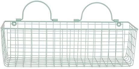 DII Farmhouse Vintage Decor, Wire Wall Basket, Assorted, Aqua, 2 Piece