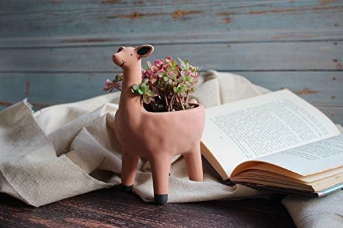 Cute Llama Planter in Terracotta Color for Succulent Cactus Small House Plants 3.25 Inch Indoor Outdoor Planter