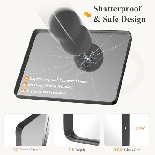 NEWBULIG 22"x30" Wall Mirror, Bathroom Mirrors for Over Sink, Black | Matte Metal Framed Vanity Mirror with Tempered Glass, Entryway, Living Room, Bedroom