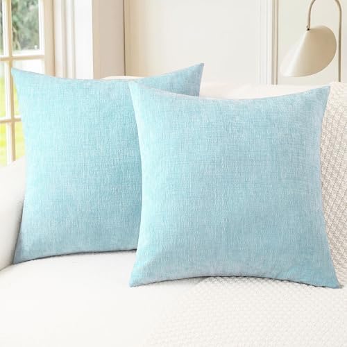 CaliTime Decorative Throw Pillow Covers 24 X 24 Inches Light Blue Grey
