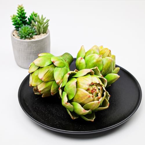 3pcs Large Faux Artichokes Decoration, Green Artificial Artichoke