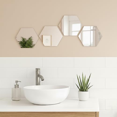 EVIDECO French Home Goods Small Decorative Wall Self Adhesive Shaped Mirrors - Set of 4