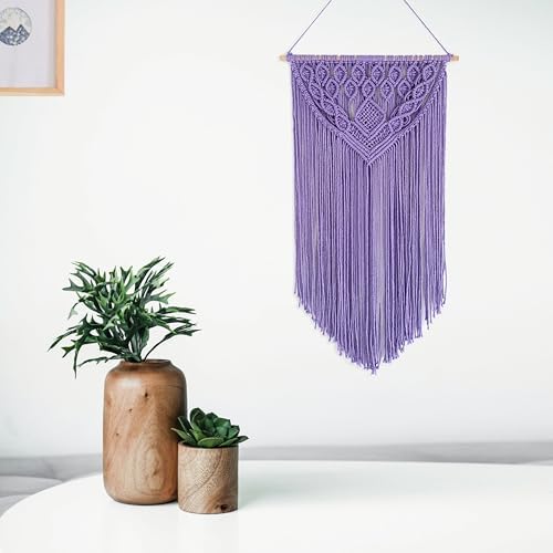Winterdemoon Macrame Wall Hanging Boho Woven Tapestry Home Decor Purple