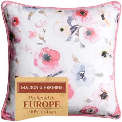 Maison d' Hermine Throw Pillow Covers 100% Cotton (20" x 20" - Pack of 1)
