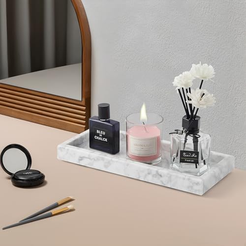Real Natural Small Marble Tray for Bathroom, Vanity, Kitchen Counter