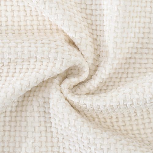 MADIZZ Decorative Chenille Velvet Throw Pillow Covers Set of 2 Soft Boho Textured Neutral Couch Throw Pillow for Bed Modern Farmhouse Home Decor for Sofa Livingroom Cream 20x20 Inch