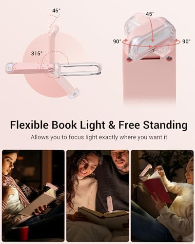 DEWENWILS Book Reading Light with Clip, USB Rechargeable Booklight Pink