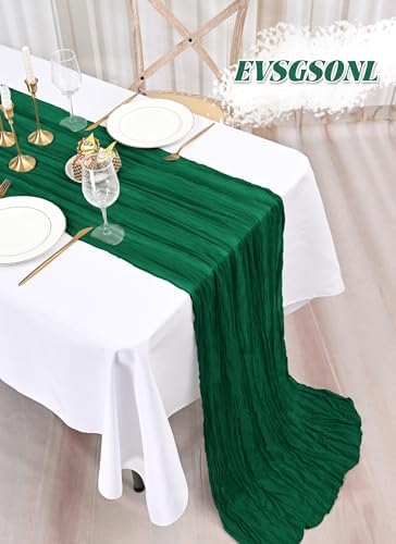 10 Pack Emerald Green Cheesecloth Table Runner Long,21.5 x 120 Inch