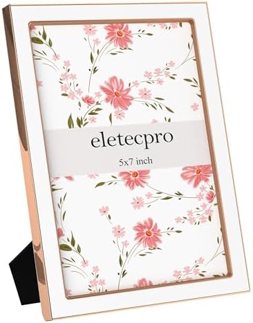 eletecpro 5x7 Enamel Picture Frame with Real Glass Cover, White, 1-Pack