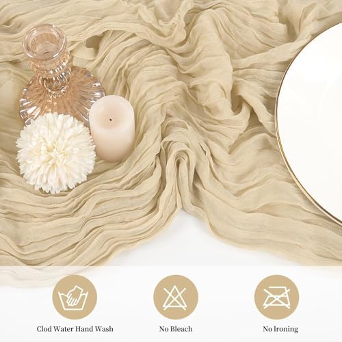 10 Pack Cheesecloth Table Runner 17 x 108 Inch, Beige