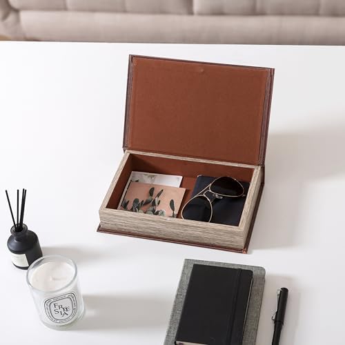 Soul & Lane - Hollow Book Storage Box, Hidden Compartment, Vintage Brown