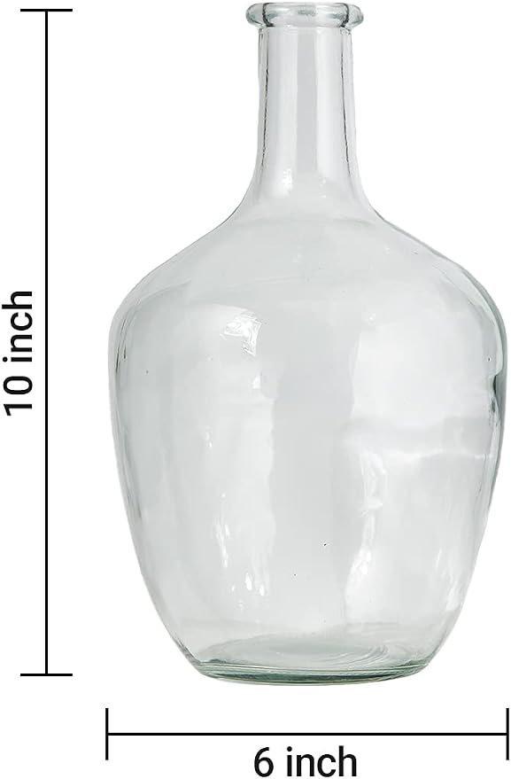 Serene Spaces Living Clear/Brown Tall Vase, Bottle Glass Vase, Elegant Home Decor for Fresh or Dried Flowers, Perfect for Living Rooms, Dining Areas, and Centerpieces (Small - Pack of 1)