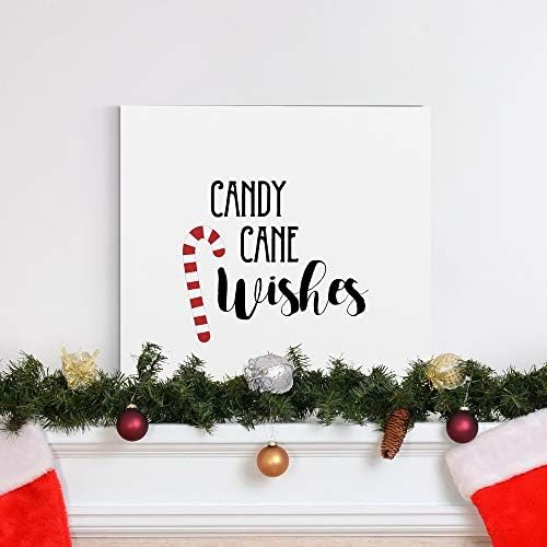 Renditions Gallery Canvas Christmas Wall Art Red White Xmas Candy Cane Wishes Abstract Hanging Artwork for Bedroom Office Home Kitchen Decorations - 24"X24" LT05