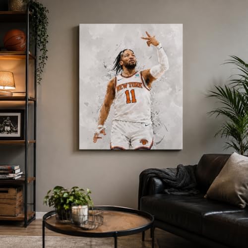 Jalen Brunson Basketball Canvas Wall Art, Sports Player Poster, 24x30 Inch | Abstract splash ink athletic artwork, motivational sports wall decor for teen boys room, bedroom, living room, gym or office