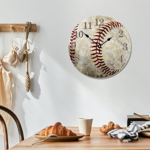 ArogGeld Baseball Sport Clock Cute Baseball 10 Inch Large Wall Clocks