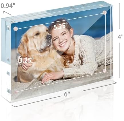 TWING 4x6 Acrylic Frame 1 Pack,24MM Thicker Frameless Clear Picture Frames