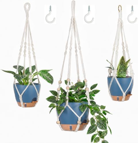 3 Set Self Watering Hanging Planter for Indoor Plants Macrame Plant Hangers