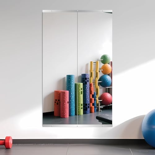 Home Gym Mirror for Wall, 55" x 16" x 2PCS Frameless Full Length Mirror | Tempered Glass, Large Workout Mirrors, for Home Gym, Dance Studio, Yoga Room, Garage Gym