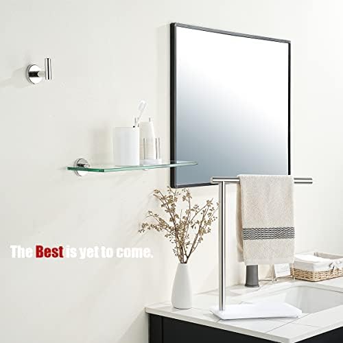 JQK Bathroom Glass Shelf Chrome, Tempered Glass Shower Storage 16 by 5 inches, 304 Stainless Steel Polished Chrome Wall Mount, TGS101-CH