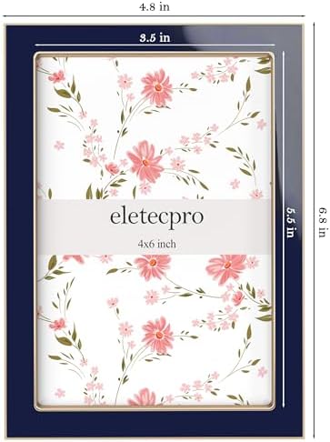eletecpro 4x6 Enamel Picture Frame with Real Glass Cover, Navy, 1-Pack