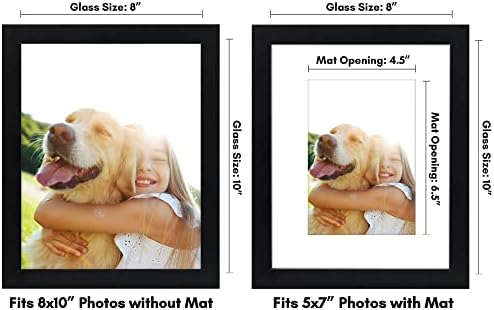 Americanflat 8x10 Picture Frame with Shatter-Resistant Glass - Set of 4 - Use as 5x7 Frame with Mat or Display 8x10 Photo Without Mat - Signature Collection - Photo Frames for Tabletop or Wall - Black