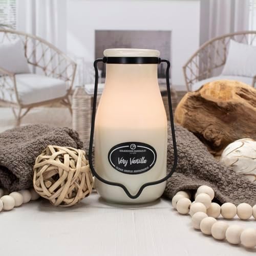 Milkhouse Very Vanilla Scented Soy Candle, 14 oz Milkbottle, 90+ Hr Burn