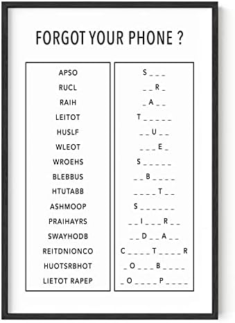HAUS AND HUES Bathroom Decor, Funny Unscramble Signage, Black Framed, 24x36 inches, Minimalist Wall Art