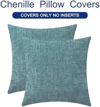 CaliTime Decorative Couch Throw Pillow Covers 20 X 20 Inches Smoke Blue