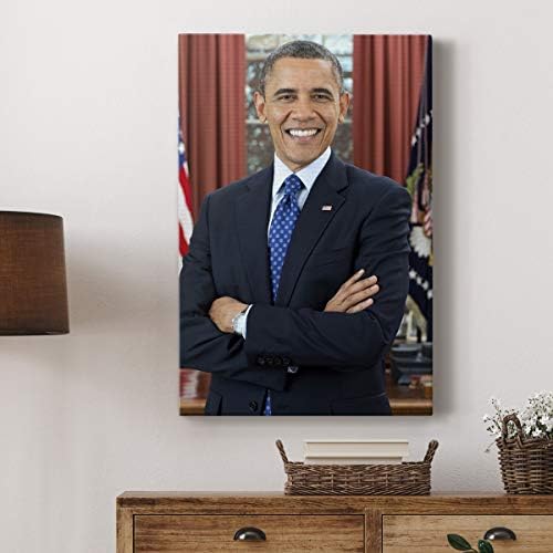 Renditions Gallery Barack Obama Presidental Portrait Wall Art, Premium Gallery Wrapped Canvas Decor, Ready to Hang, 60 in H x 40 in W, Made in America Print
