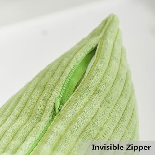 Home Brilliant Summer Pillow Covers 24x24 Set of 2 Soft Plush Corduroy Euro Sham Square Pillow Covers for Bedroom Couch Decor, 24 x 24 inch, Apple Green