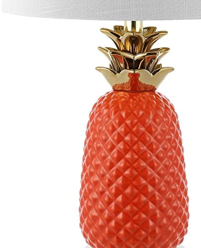 JONATHAN Y Pineapple Ceramic Table Lamp Bedside Nightstand 23", Orange/Gold