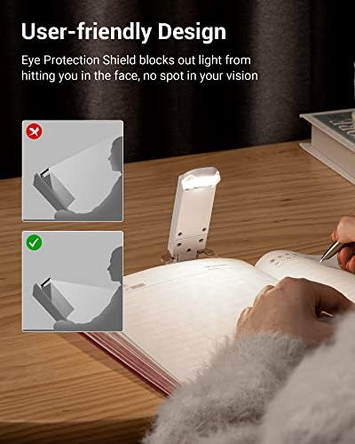 DEWENWILS Book Reading Light with Clip, USB Rechargeable Booklight for Reading in Bed, Eye Care LED Book Lamp for Kids, Bookworms,2 Brightness Levels (White)