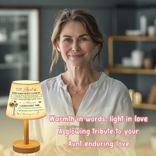 Aunt Gifts Table Lamp, 3 Color Modes & Stepless Dimming Lamp for Aunt, Night Light Home Decor for Bedroom Office, Valentines Mothers Day Christmas Thanksgiving Birthday Gifts for Women Aunt