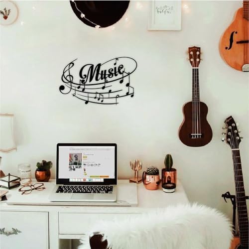 Music Note Metal Sign, Metal Music Sign Wall Art Musical Note Signs Wall Decor Metal Signs, Hanging Music Room Gift for Lover of Music, Indoor Outdoor Decoration (28 inches)