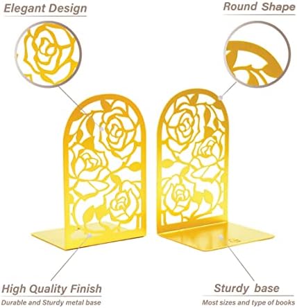 CNK Premium Book Ends for Shelves, Metal Stopper for Home Office Heavy Books, Shelf Holder, Home Decorative, Stoppers (Rose Gold)