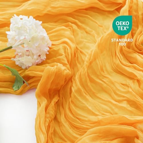 Sioloc Yellow Cheesecloth Table Runner Fall Autumn Decor for Home 10ft Table Cloth for Wedding Birthday Party Halloween Thanksgiving Decorations