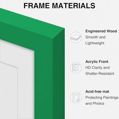 Vittanly 8.5x11 Picture Frames Set of 5, Certificate Frame, Green
